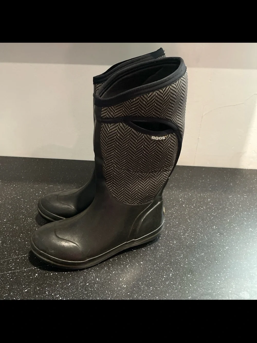 bogs plimsoll herringbone tall boots women’s size 10